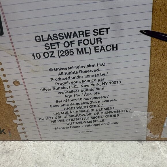 The Office Glassware set of four 10 oz. drinking glasses. Brand new in box - Picture 3 of 6